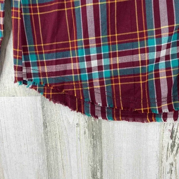 Wrangler Western Shirts Pearl Snap Men Medium Red Plaid Long Sleeve Cotton Blend - Picture 6 of 9